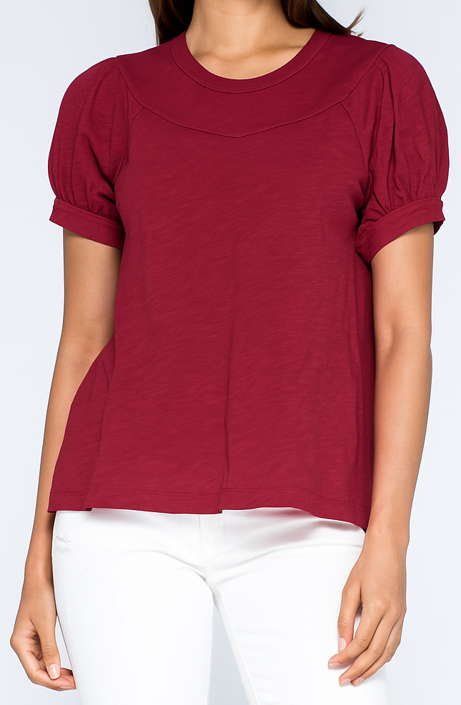 Elbow Puffy Sleeve Crew Tee
