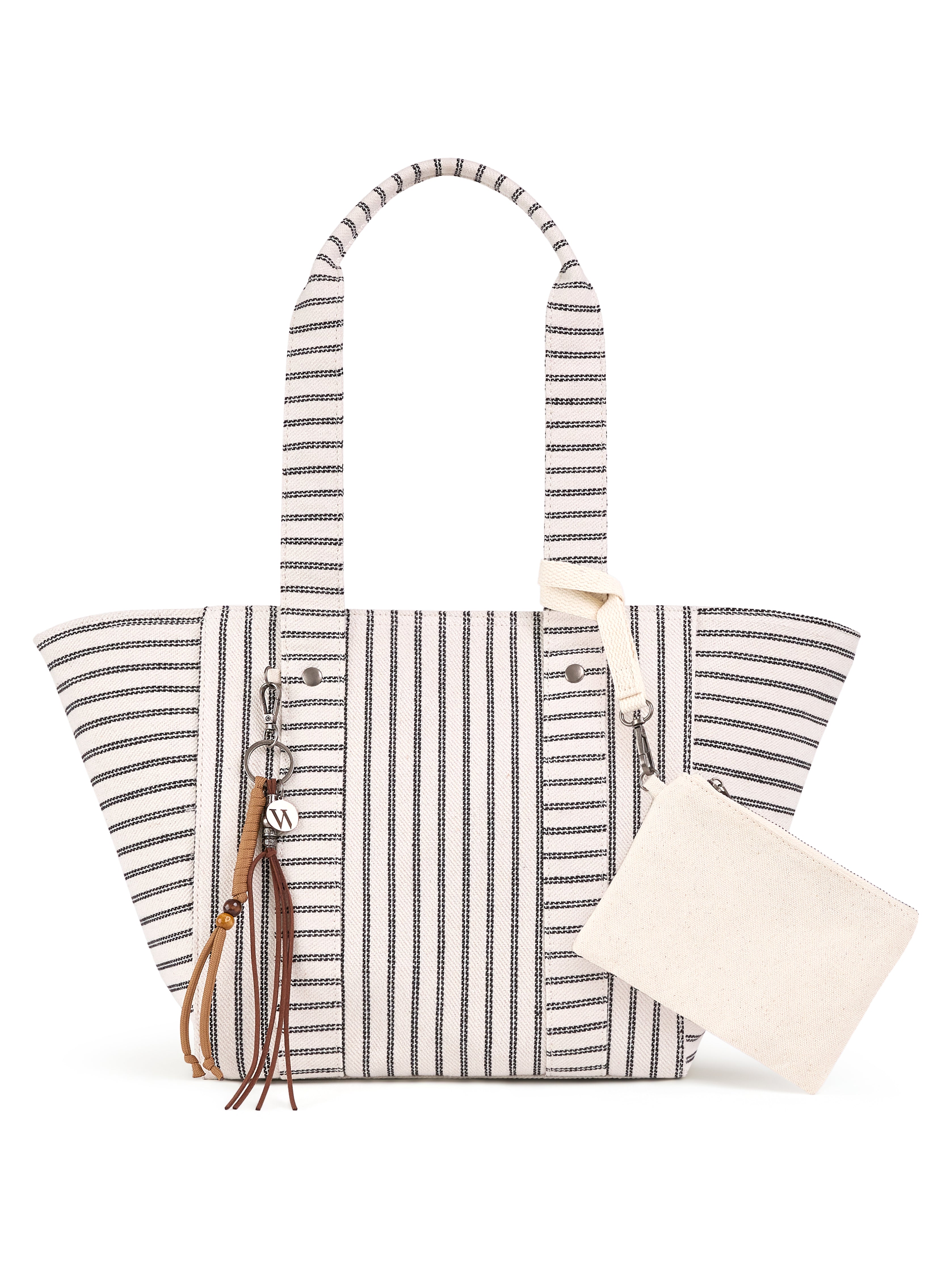 bone black stripe tote#color_bone black stripe