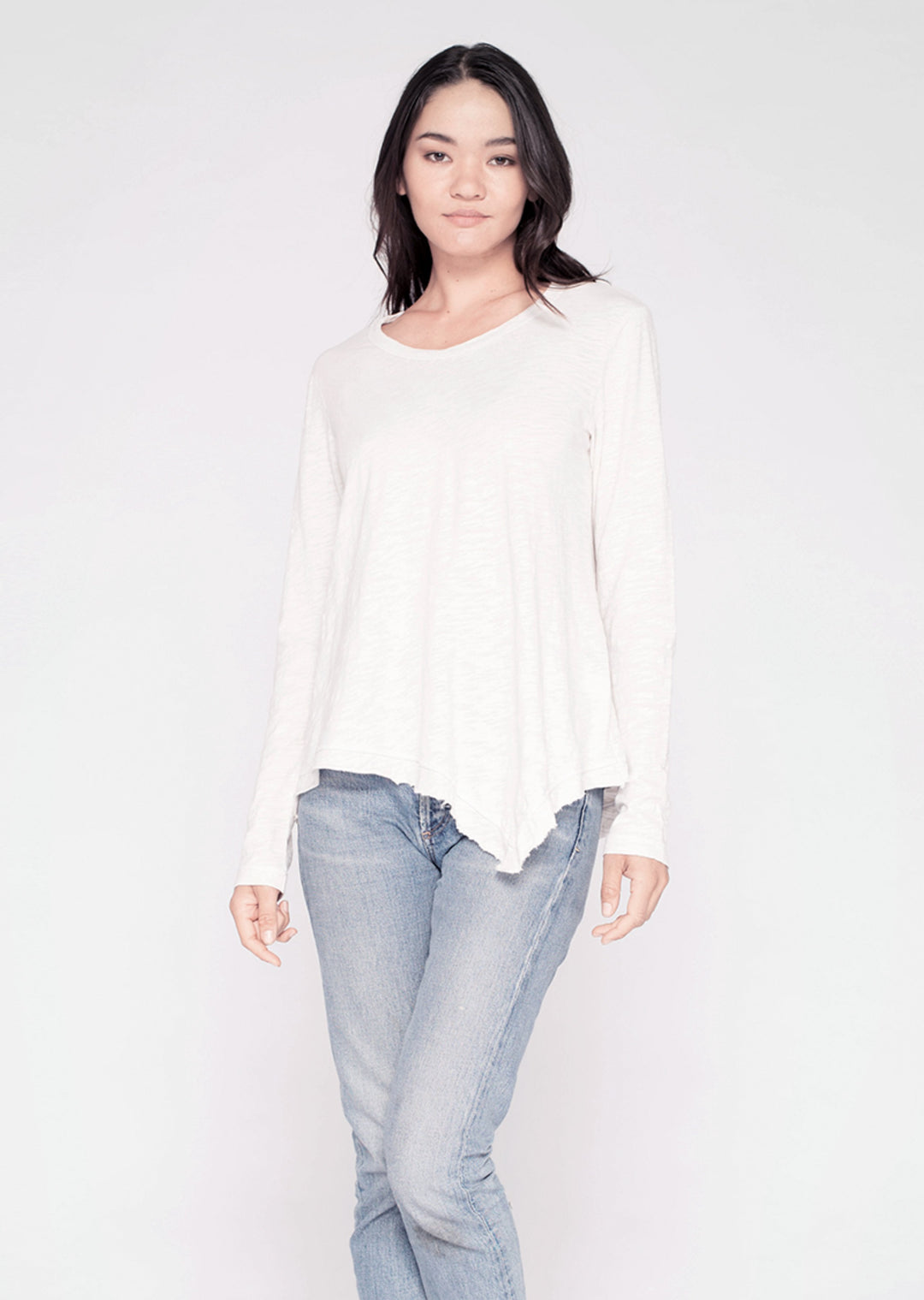 Long Sleeve Tunic Crew W/ Slant Hem