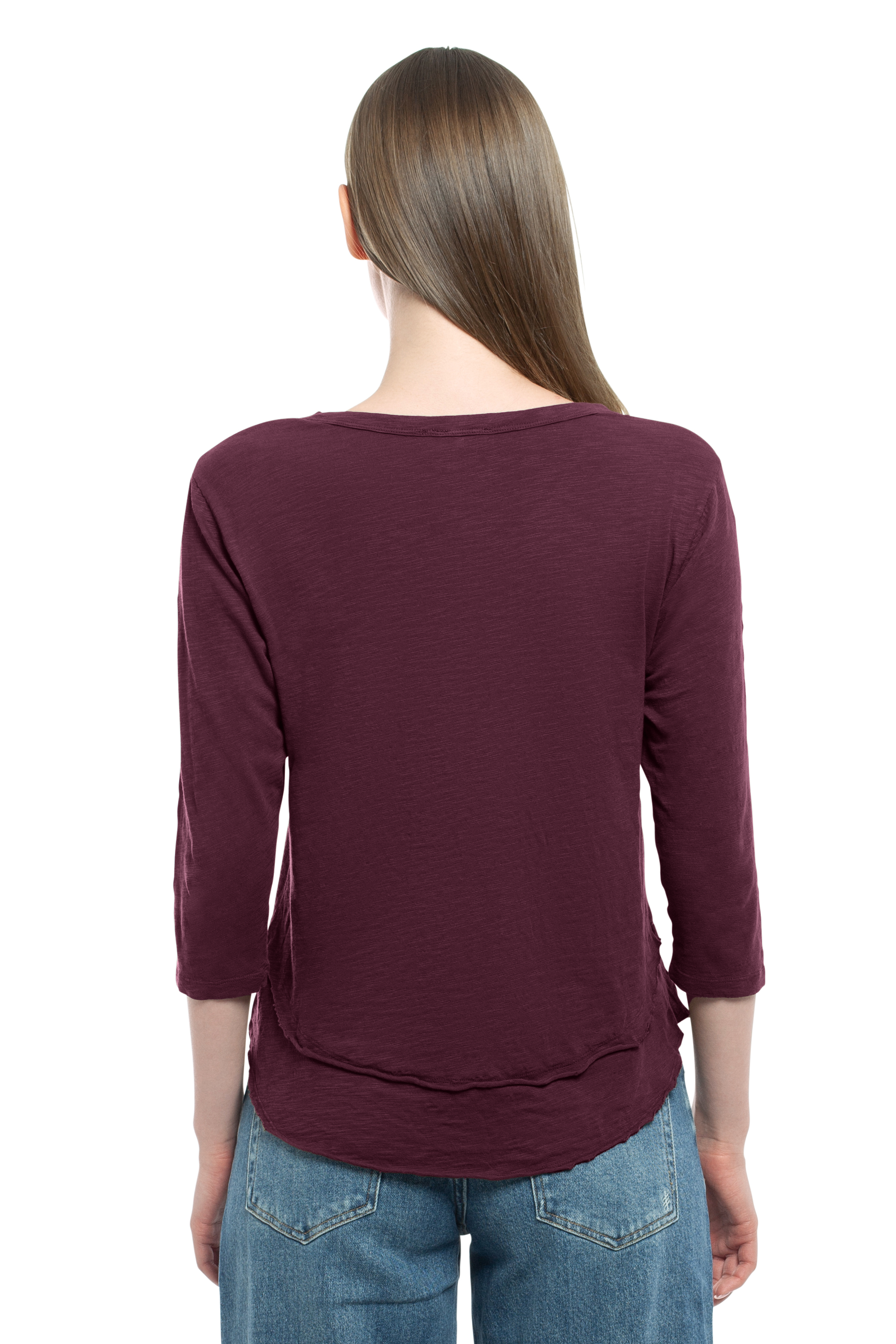 Shrunken Crew 3/4 Sleeve Mock Layer Tee