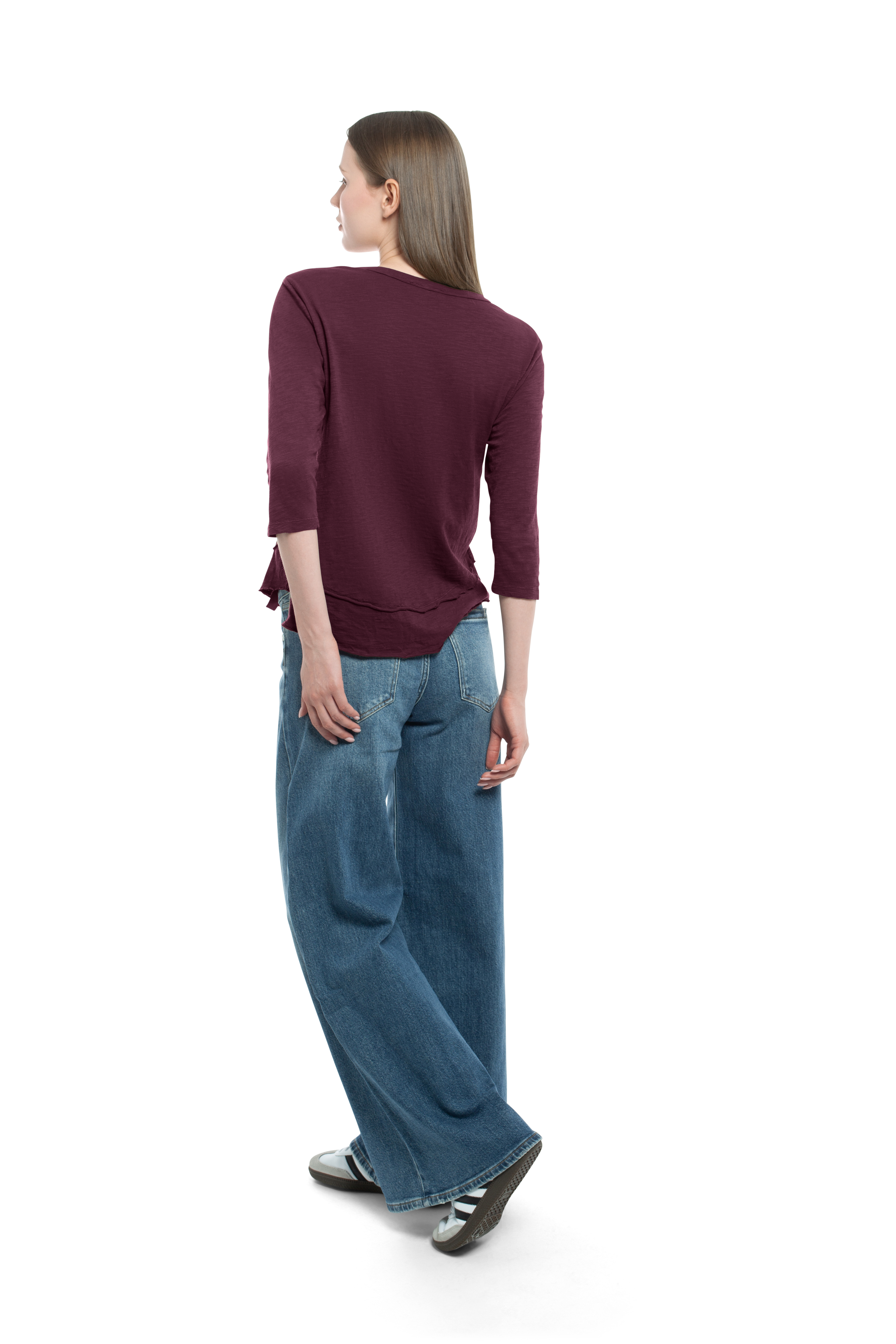 Shrunken Crew 3/4 Sleeve Mock Layer Tee
