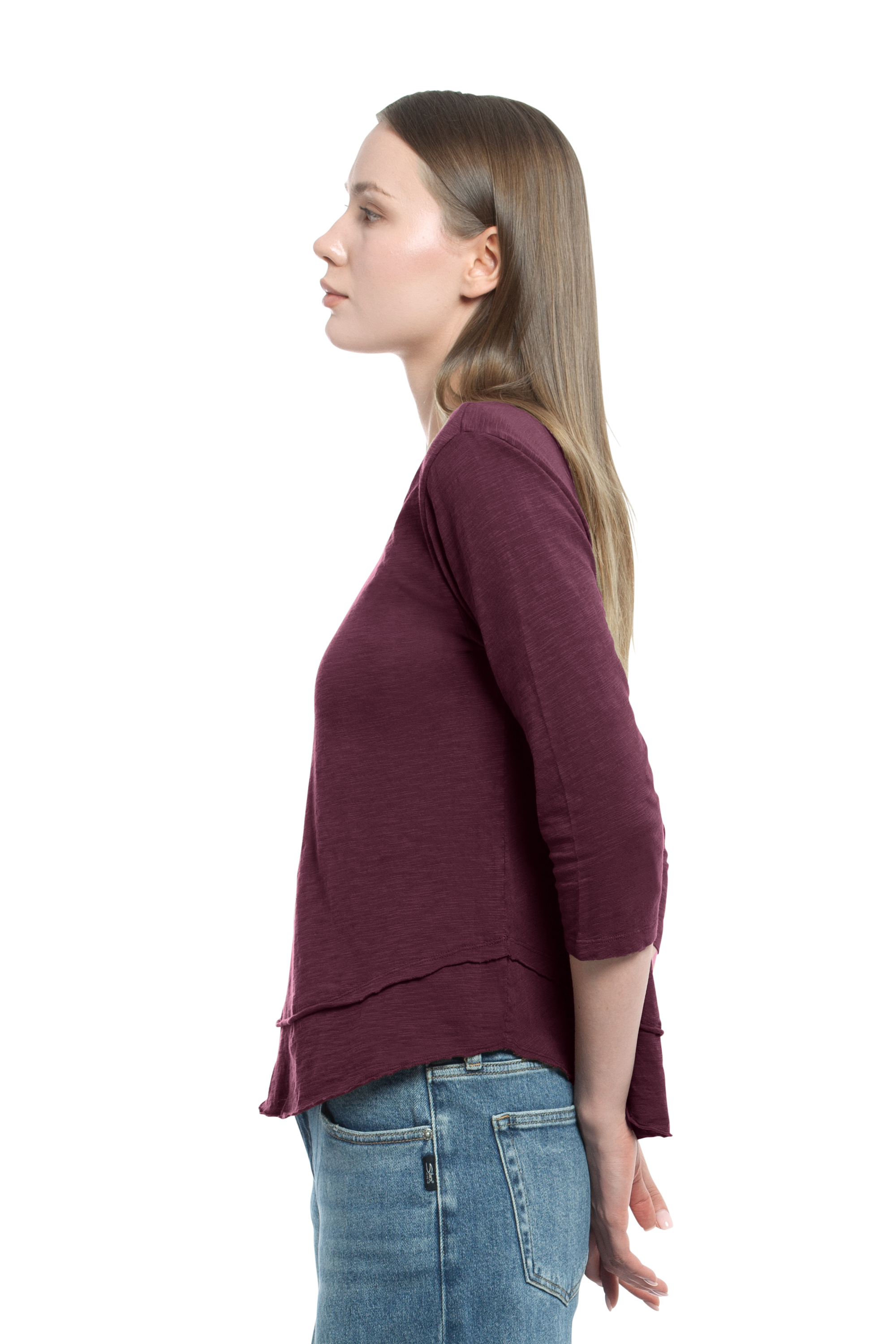 Shrunken Crew 3/4 Sleeve Mock Layer Tee