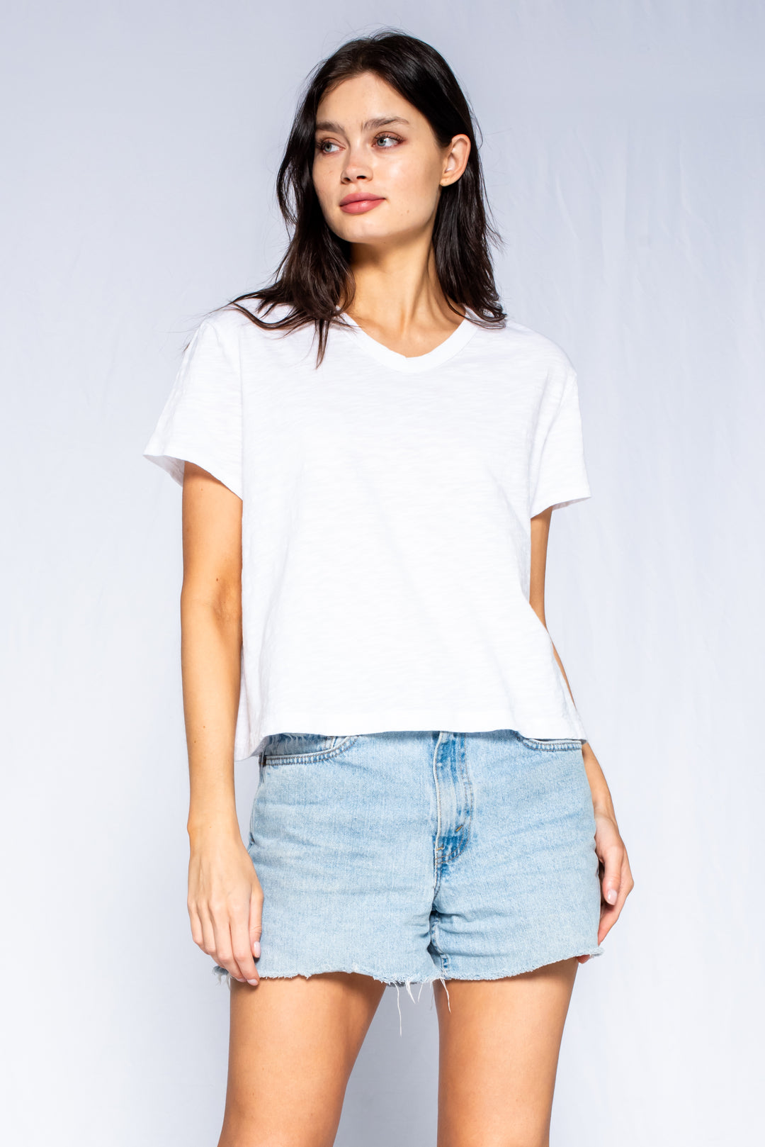 Crew Crop Boxy S/S Slub Tee Lace Back