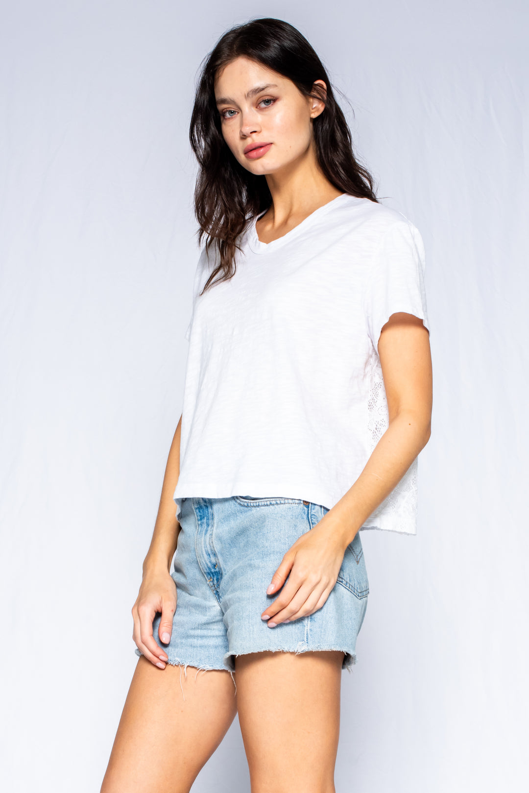 Crew Crop Boxy S/S Slub Tee Lace Back