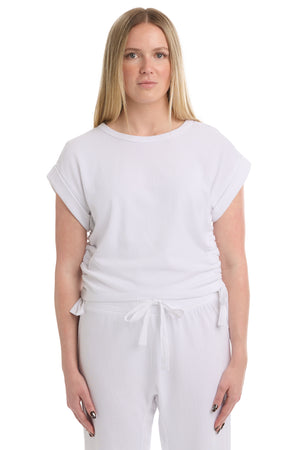Round neck side drawstrings