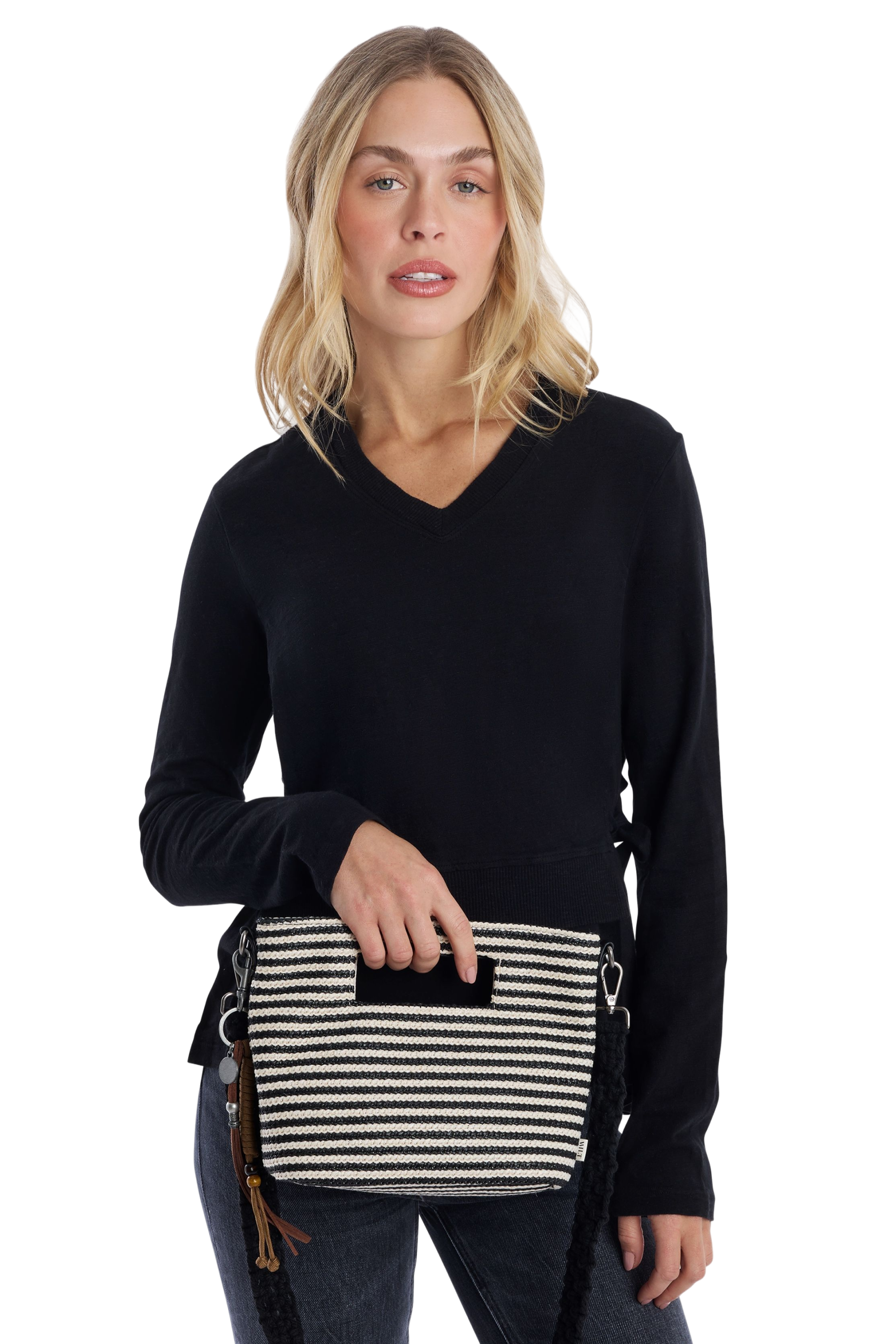 black bone stripe tote#color_black bone stripe